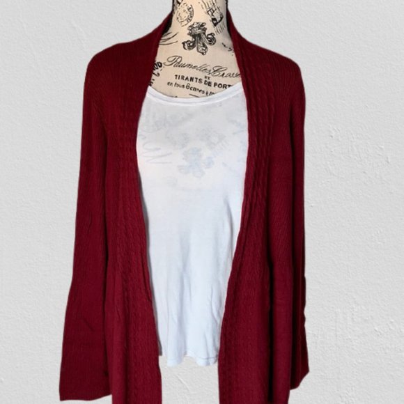 croft & barrow Sweaters - Croft & Barrow Open Front Cardigan | Burgundy